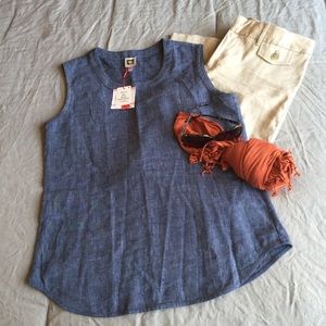 Anne Kline linen blend sleeveless top - size 6